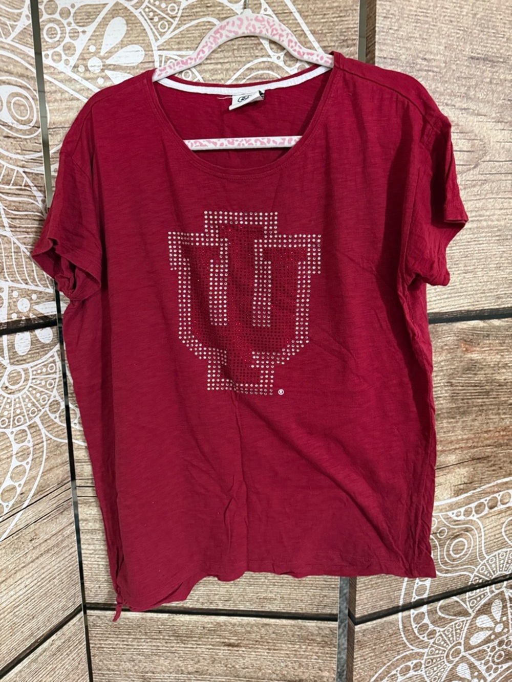 Women's Short Sleeve IU Crimson Tee with Studded Logo